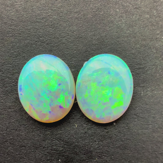 (Price For Parcel) 2.09cts Match Pair Crystal Opals With A Green Blue Play Of Color, From Lightning Ridge Australia