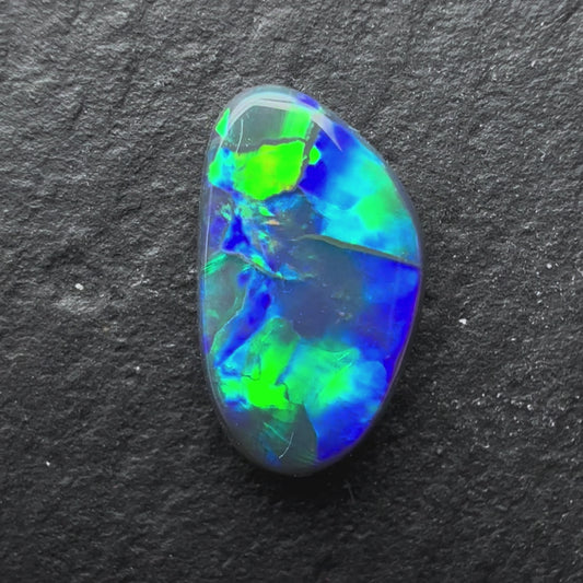 1.12cts Black Opal With A Green Blue Play Of Color, From Lightning Ridge Australia