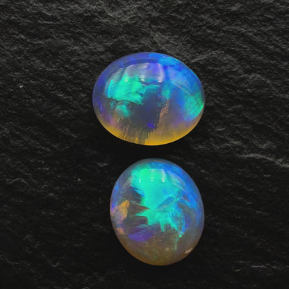 2.4ct Pair (Price For Parcel) Crystal Opals With High Domes And Lots Of Depth