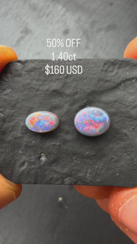 1.40ct Black Opal Parcel With A Red, Pink MUlticolor Play Of Color, From Lightning Ridge Australia