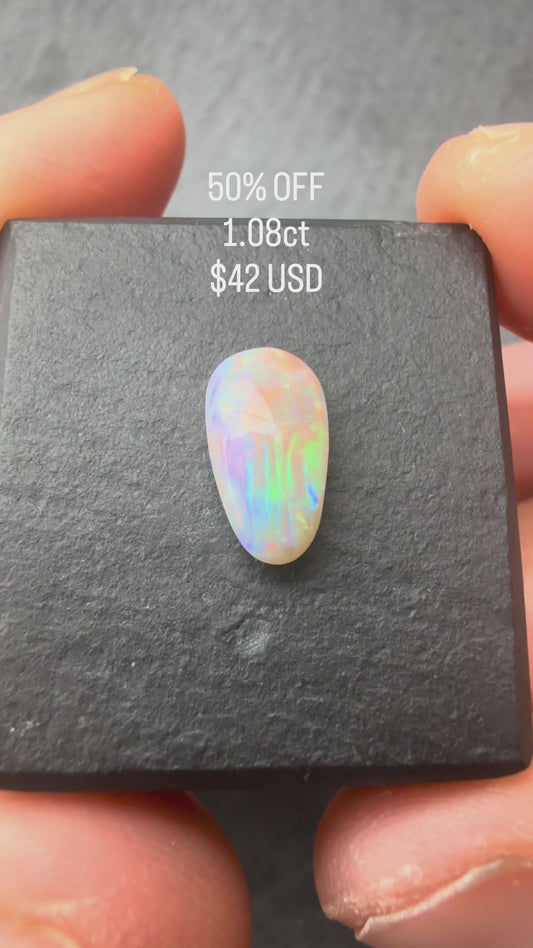 1.08ct Dark Opal With A Red, Pink Multicolor Play Of Color, From Lightning Ridge Australia