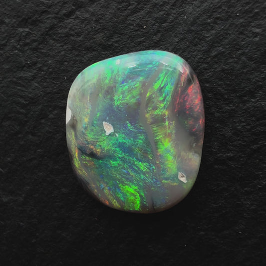 2.1ct Picture Stone Black Opals With Marbled Green, Pink And Grey