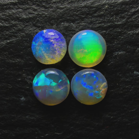 BUNDLE (Price For Parcel) Small Round Crystal Opals With Green And Blue color Play