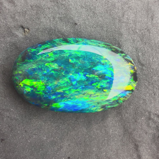 4.72cts Gem Black Opal With A Beautiful Green Yellow Gold Play Of Color, From Lightning Ridge Australia