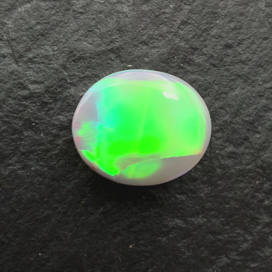 1.0ct Affordable Dark Opal With Neon Green Broadflash Pattern