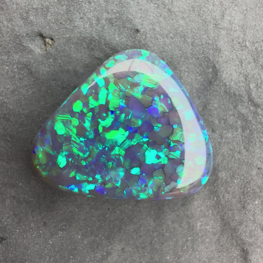 4.9cts Gem Black Crystal Opal With A Beautiful Green Blue Play Of Color, From Lightning Ridge Australia