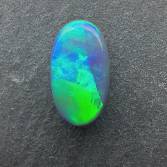 1.61cts Black Opal with a Green Blue Play Of Color, From Lightning Ridge Australia