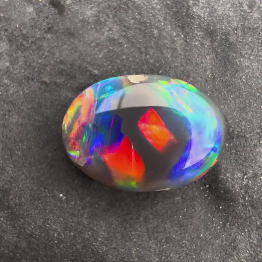0.71cts Affordable Black Opal With A Red Pink Multicolor Palette