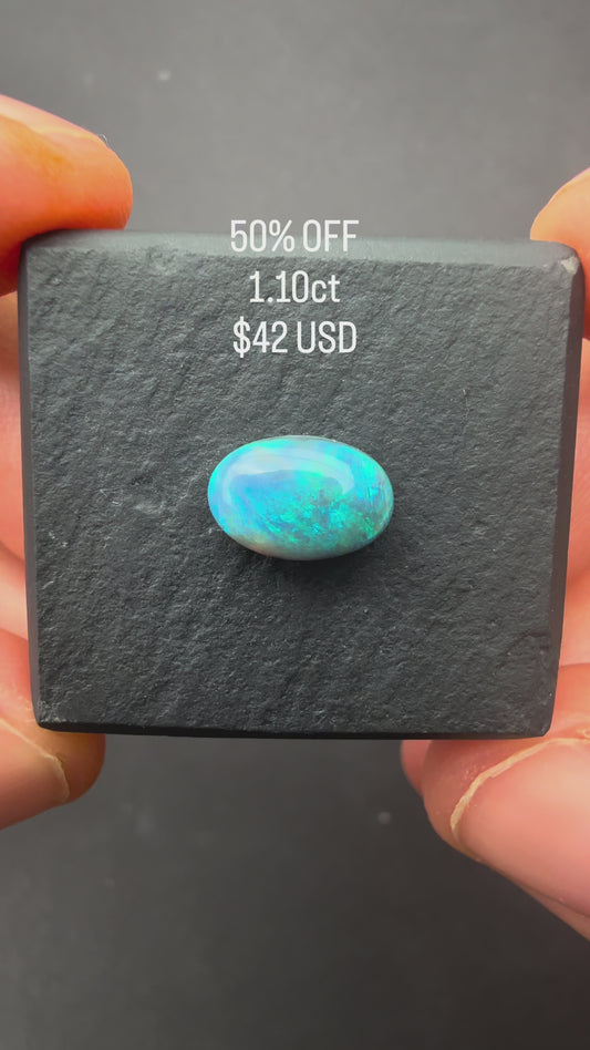 1.10ct Black Opal With A Green,Blue Play Of Color, From Lightning Ridge Australia