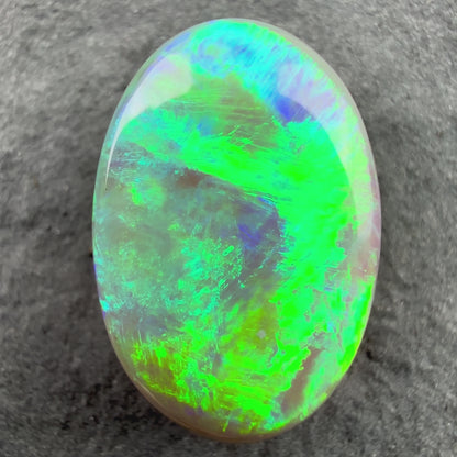 3.2ct Dark Opal With A Vivid Green Mossy Broadflash Pattern