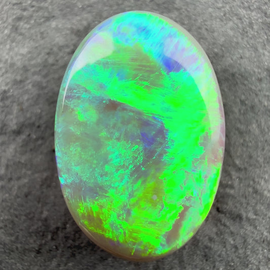3.2ct Dark Opal With A Vivid Green Mossy Broadflash Pattern