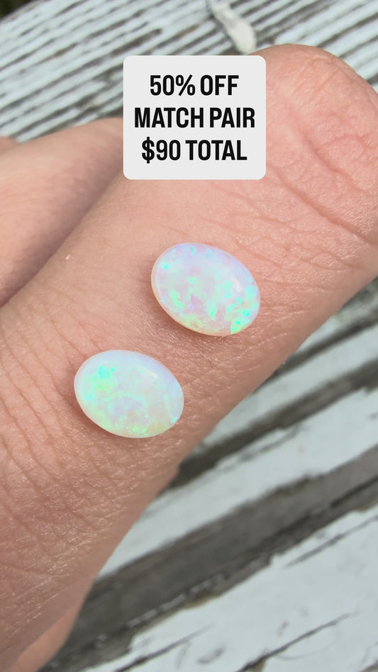 1.15ct (Total Weight) Crystal Opal With A Green, Blue Play Of Color, From Lightning Ridge Australia