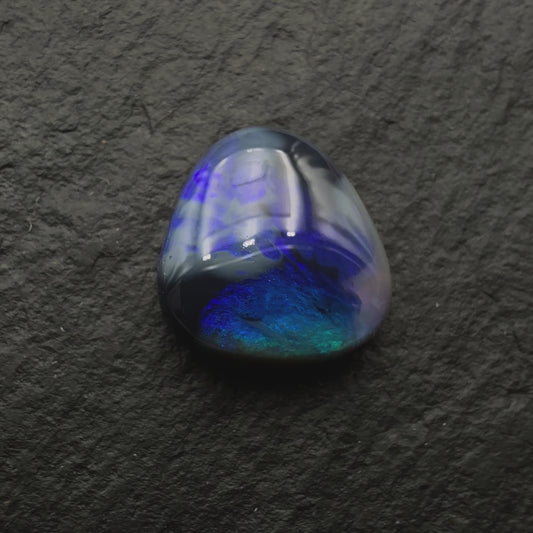 2.83ct Picture Stone Black Opals With Marbled Blue, Green And Black