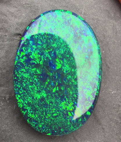 10cts Gem Black Opal With Vivid Dark Blue-Green Pinfire Pattern