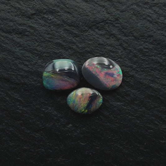 Bundle (Price For Parcel) Small Picture Stone Black Opals With Marbled Colors