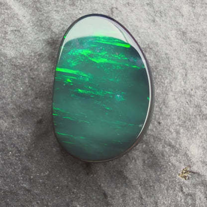2cts Affordable Black Opal With A Vivid Green Play Of Color, From Lightning Ridge Australia