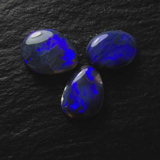 BUNDLE (Price For Parcel) Black Opals With Dark Blue-Purple Color Play