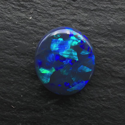2.07cts Gem Black Opal With Deep Blue Green Blocky Pattern