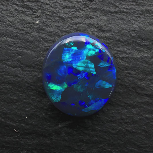 2.07cts Gem Black Opal With Deep Blue Green Blocky Pattern