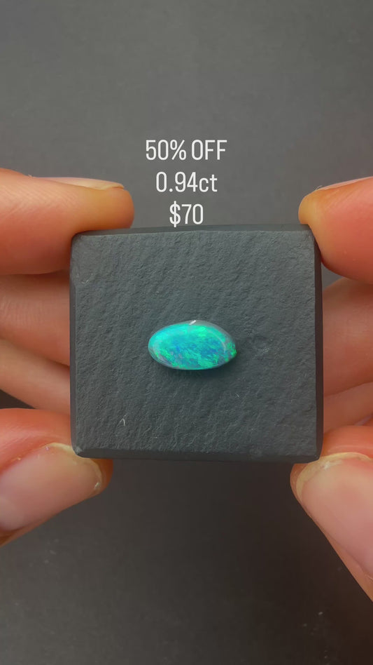 0.94ct Black Opal With A Green, Blue Play Of Color, From Lightning Ridge Australia