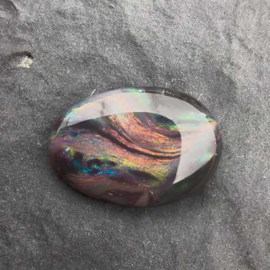 1.51cts Picture Stone Black Opal With A Red Pink Multicolor Palette