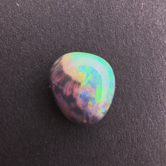 Black Opal Picture Stone With A Red Pink Multicolor Play Of Color, From Lightning Ridge Australia