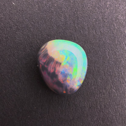 Black Opal Picture Stone With A Red Pink Multicolor Play Of Color, From Lightning Ridge Australia
