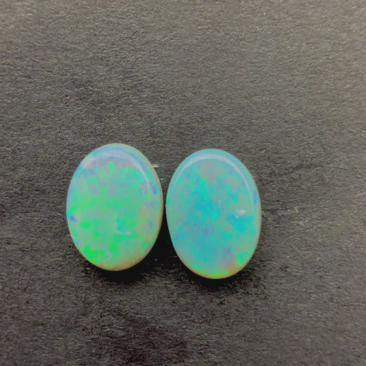 (Price For Parcel) 1.50cts Match Pair Dark Opals With A Green Blue Play Of Color, From Lightning Ridge Australia