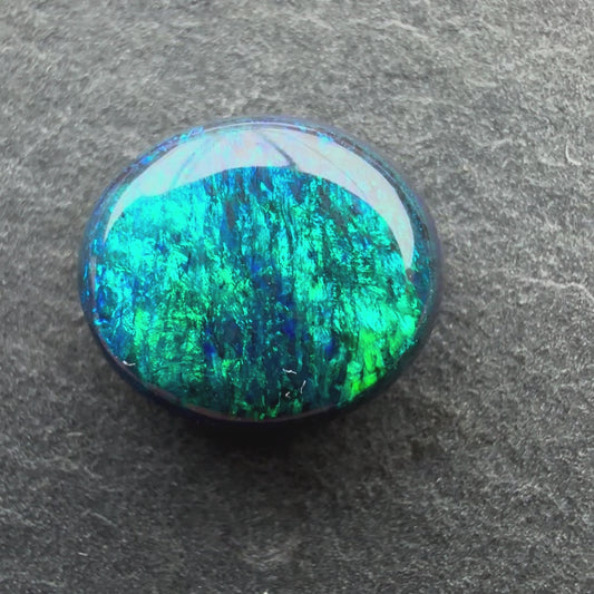 2.28cts Black Opal with a Dark Blue Green Play Of Color, From Lightning Ridge Australia