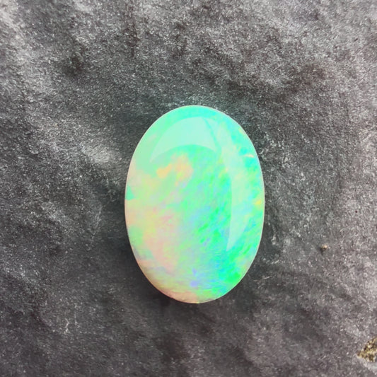 0.76cts Affordable Crystal Opal With A Green Yellow Gold Play Of Color, From Lightning Ridge Australia