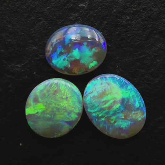 3.17ct Bundle (Price For Parcel) Dark Crystal Opals With Minty Greens And Blues And Good Color Distrabution