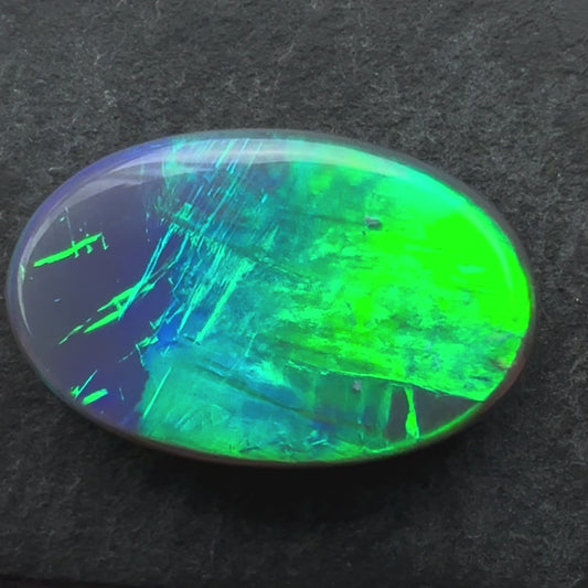 7.31cts Black Opal with a Green Blue Play of Color, From Lightning Ridge Australia