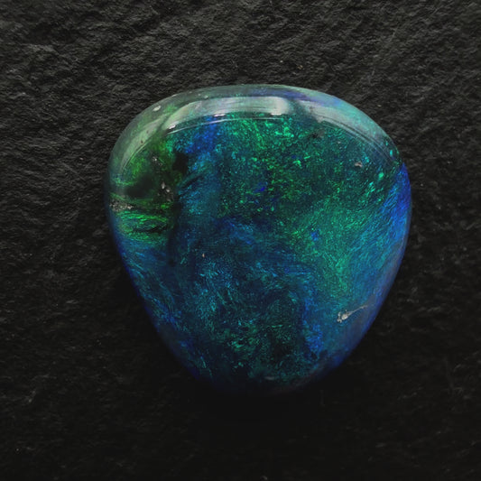 2.83ct Picture Stone Black Opals With Marbled Blue, Green And Black