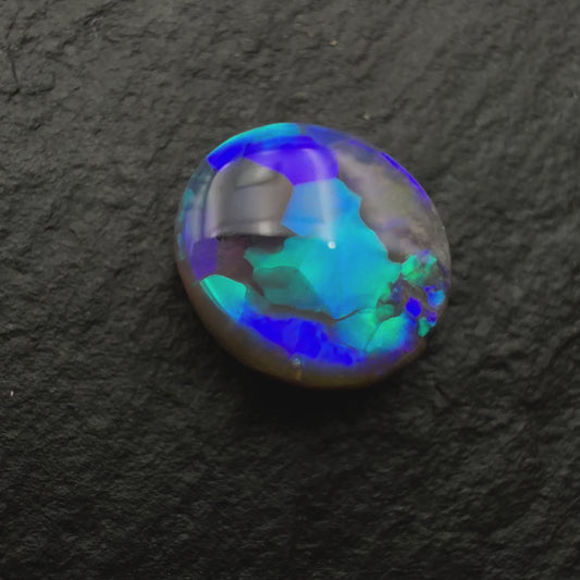 1.44ct Picture Stone Black Opal A With Flagstone Like Pattern And Teal And Purples