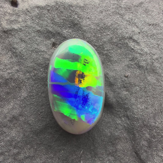 1.78cts Affordable Gem Dark Opal With A Blue Green Yellow Gold Ribbon Pattern