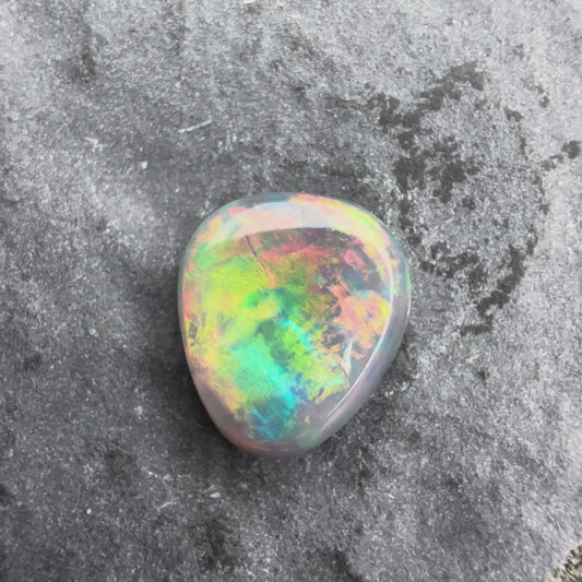 0.44cts  Gem Black Opal With A Vivid Red Pink Multicolor Play Of Color, From Lightning Ridge Australia