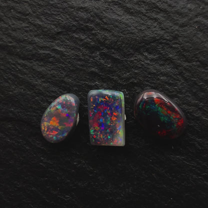 BUNDLE (Price For Parcel) Small gem Black Opals With Rare Red Color Play