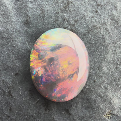 1.77cts Affordable Black Opal With A Vivid Red Pink Multicolor Play Of Color, From Lightning Ridge Australia