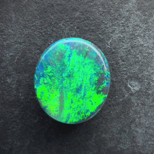 2.44cts Black Opal with a Green Blue Play of Color, From Lightning Ridge Australia