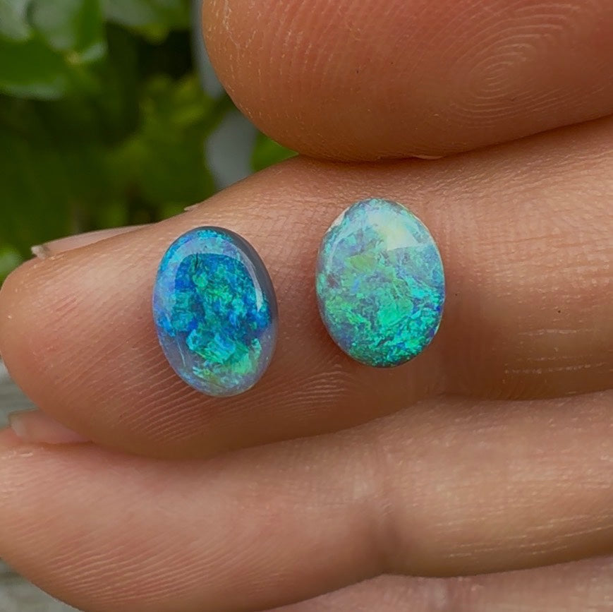 2.66ct Dark opal with Seafoam green dark opal pair