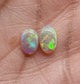 1ct Mismatched pair Dark opal with greens, oranges and light blues