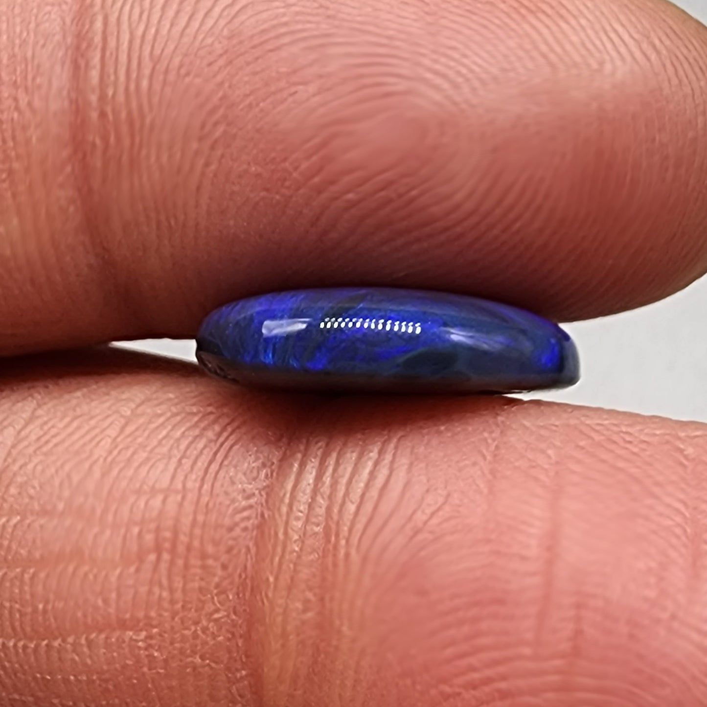 4.9cts Black Opal with well dispersed royal blue play of color