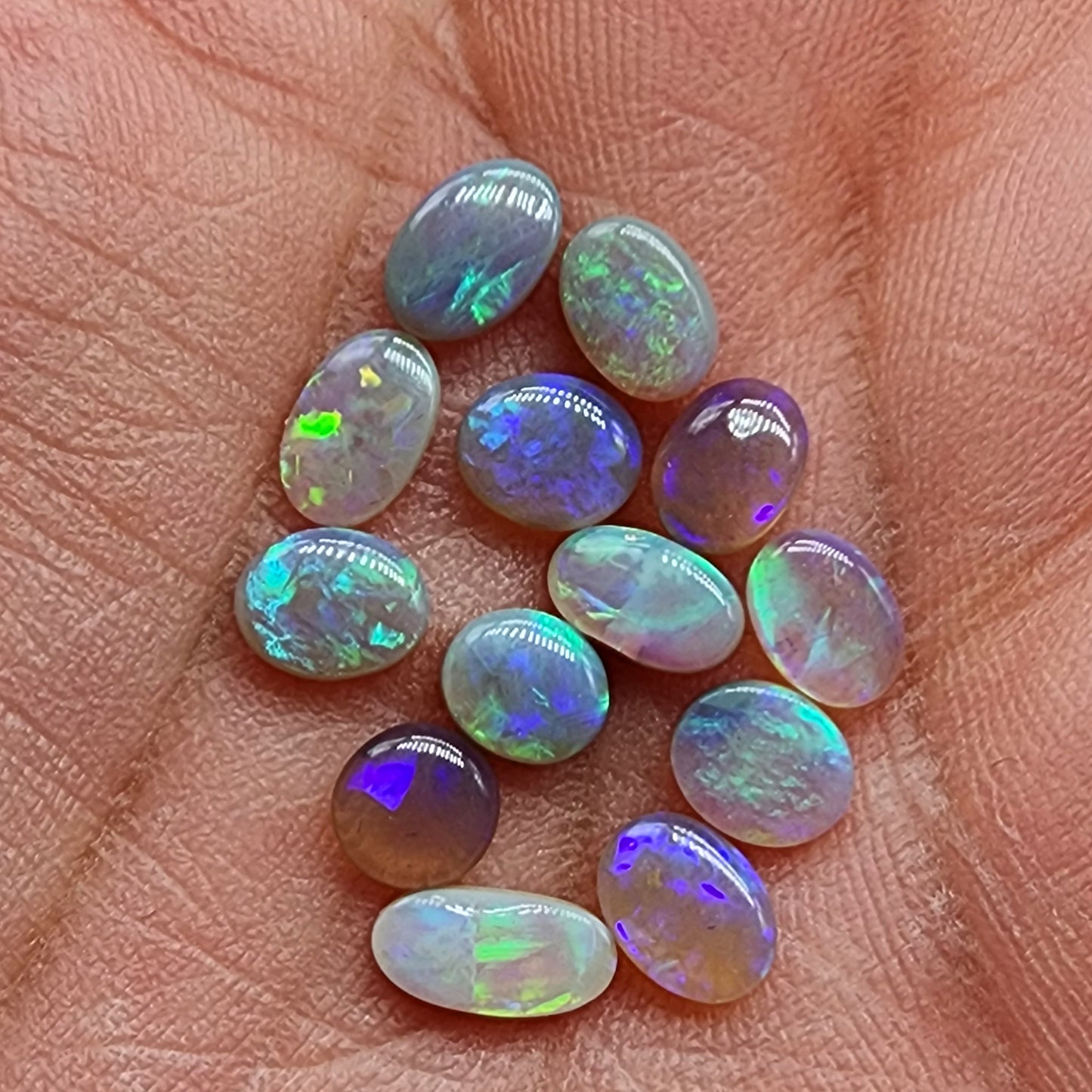 Assorted Dark opals, Crystal Opals with violet and green color play